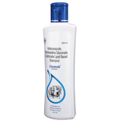 Conaseb shampoo bottle for dogs on a white background