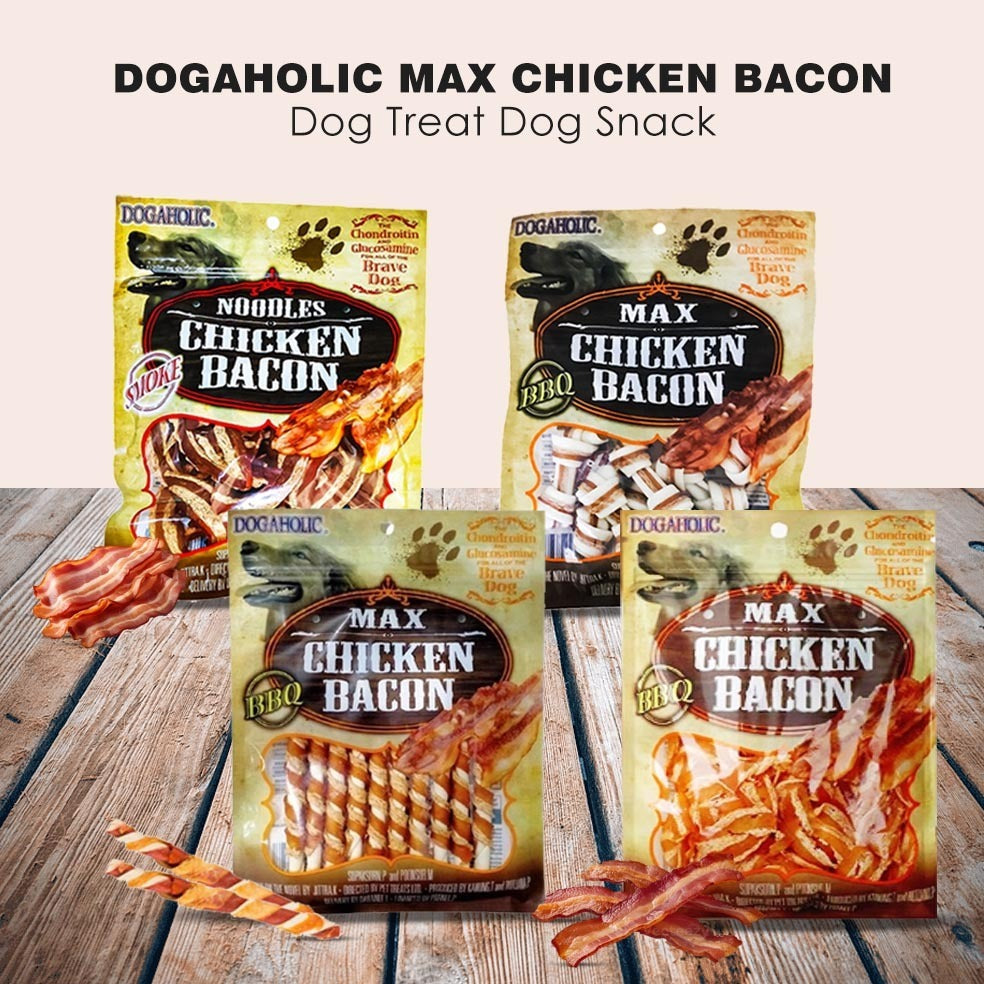 Dogaholic Max Barbeque Chicken Bacon Strips Dog Treats.