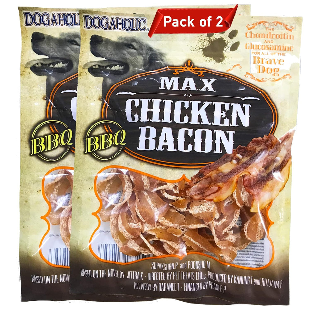 Dogaholic Max Barbeque Chicken Bacon Strips Dog Treats.