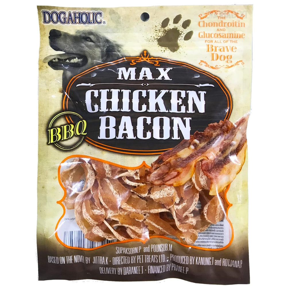 Dogaholic Max Barbeque Chicken Bacon Strips Dog Treats.