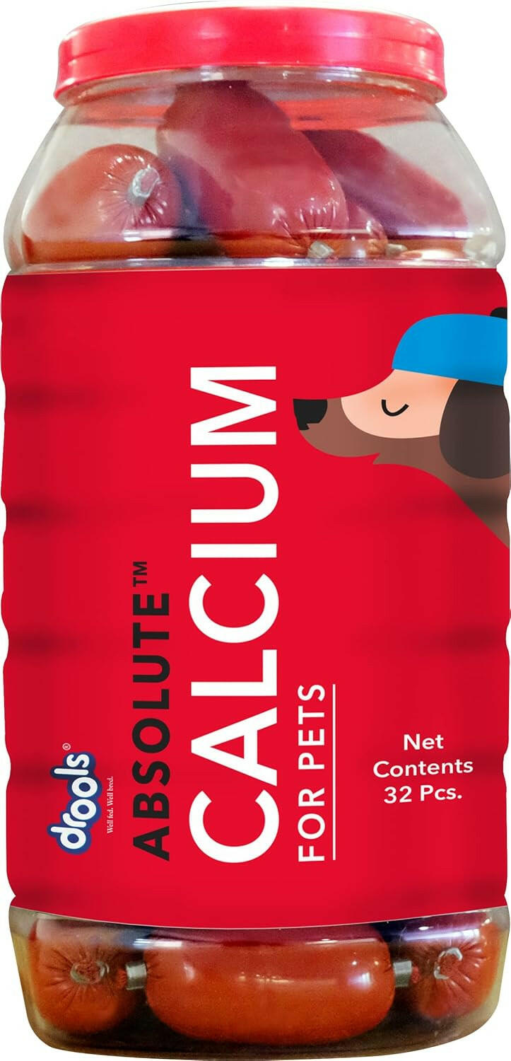 Drools Absolute Calcium Sausage Supplement for Dogs, 32 Pcs.