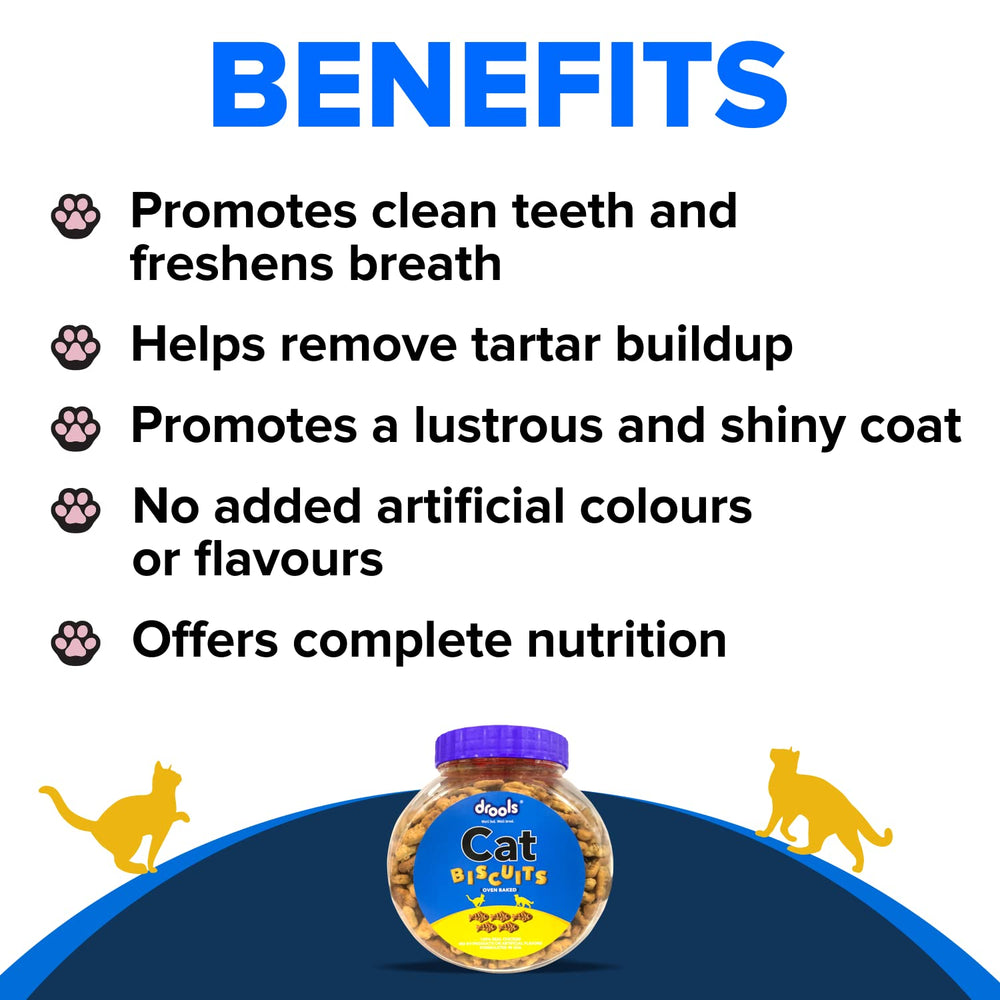 Drools Cat Treat Biscuits – Real Chicken Flavor – 400g Jar.