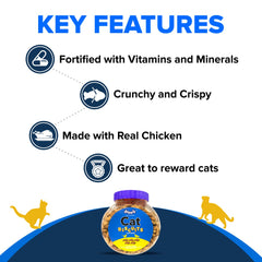 Drools Cat Treat Biscuits – Real Chicken Flavor – 400g Jar.