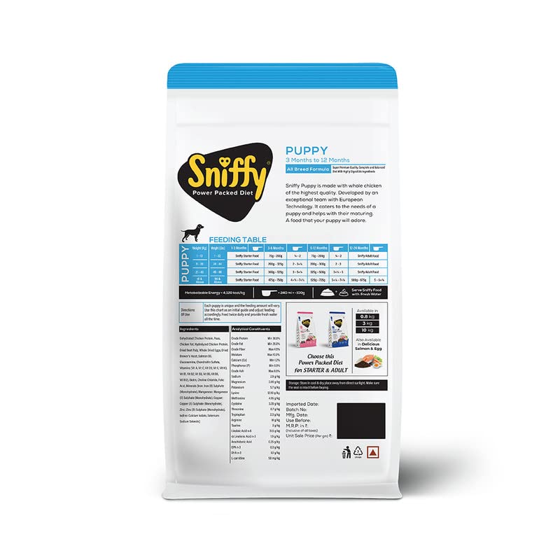 Sniffy Puppy Dry Dog Food Real Chicken & Egg.