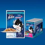 Felix kitten cat food package with a blue background