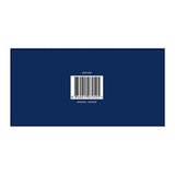 Navy blue rectangular object with a barcode in the center on a white background