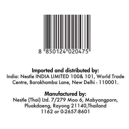 Bar code and manufacturing information on a white background