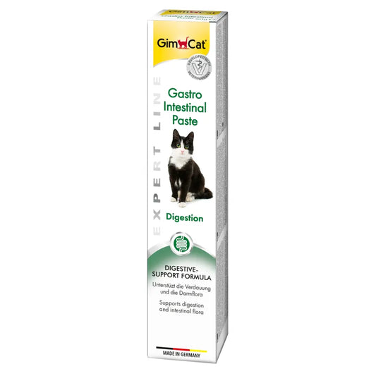 GimCat Gastro Intestinal Paste packaging with a cat illustration on a white background