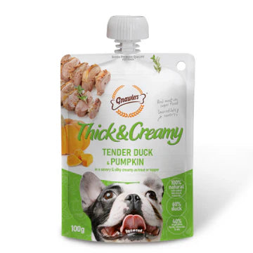 Gnawlers Thick & Creamy Dog Treats Tender Duck & Pumpkin.