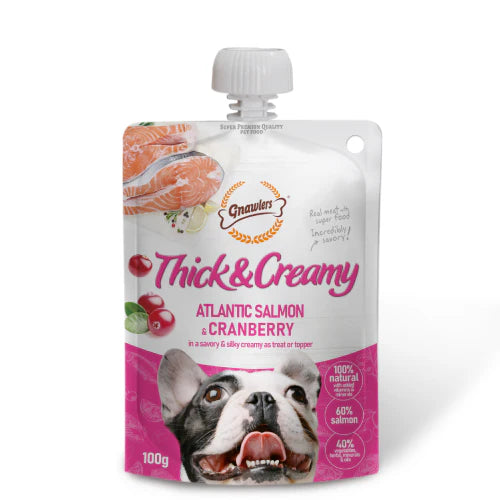 Gnawlers Thick & Creamy Dog Treats Atlantic Salmon & Cranberry.