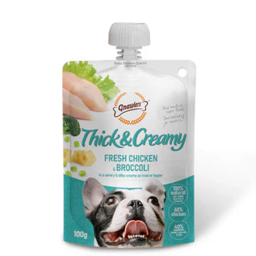 Gnawlers Thick & Creamy Dog Treats Chicken and Broccoli.