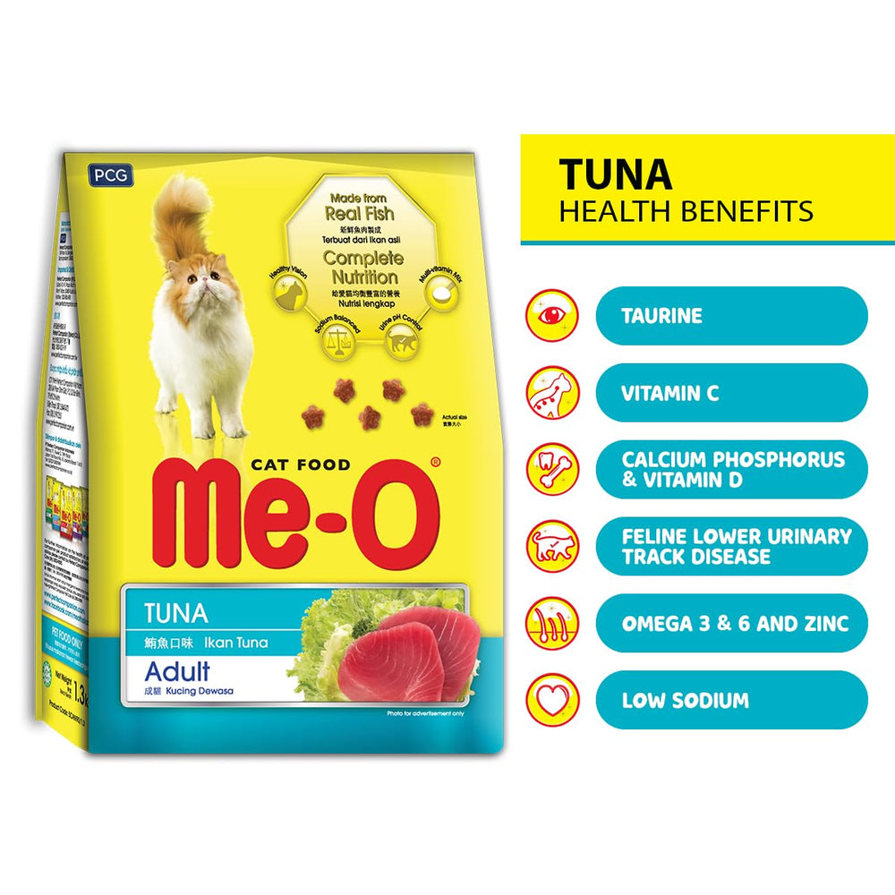 Healthy meal for adult cats, MeO, helps their digestion and keeps them healthy.