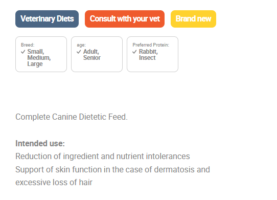 Calibra Hypoallergenic Wet Dog Food.