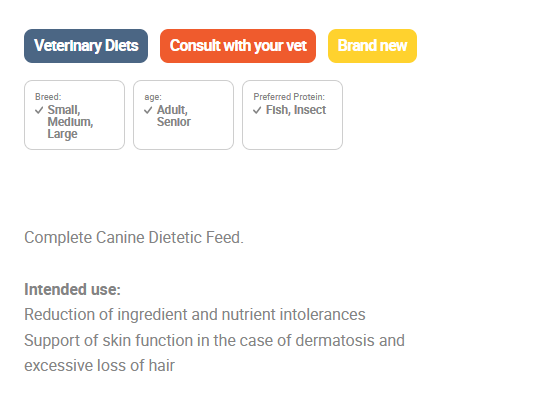 Calibra Hypoallergenic Wet Dog Food Insect Rich in Salmon.
