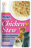 INABA Chicken Stew for cats packaging with images of cats and a bowl of stew.
