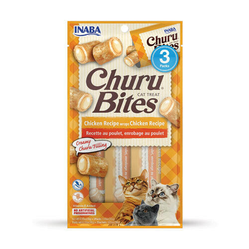 INABA Churu Churu Bites Chicken Wraps with Chicken Recipe Cat Treats USA724B, 30 g (Pack of 1).