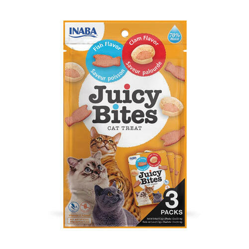 INABA Churu Juicy Bites Fish and Clam Flavor Cat Treats USA702A, 33.9 g (Pack of 1).