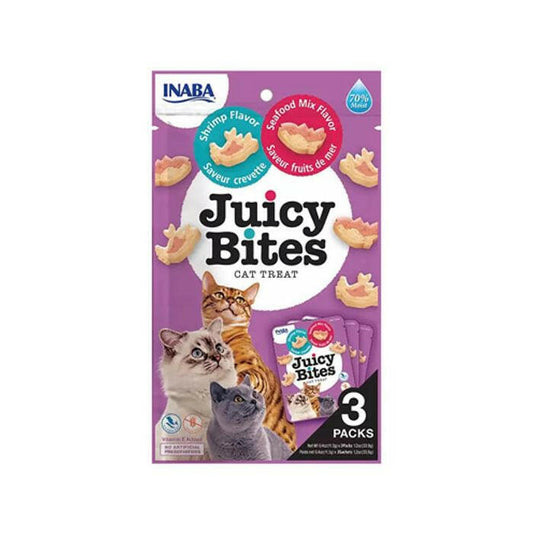 INABA Churu Juicy Bites Shrimp and Seafood Mix Flavor Cat Treats USA704A, 33.9 g (Pack of 1).