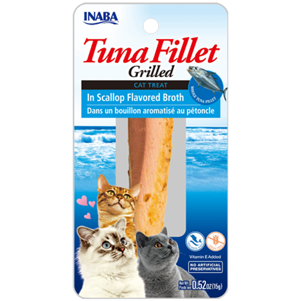 INABA Churu Tuna Fillet Tuna & Scallop Broth Cat Treats USA502A, 15 g (Pack of 1).