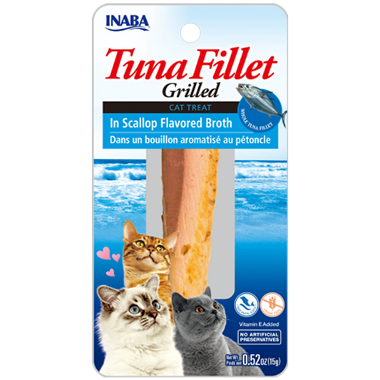 INABA Churu Tuna Fillet Tuna & Scallop Broth Cat Treats USA502A, 15 g (Pack of 1).