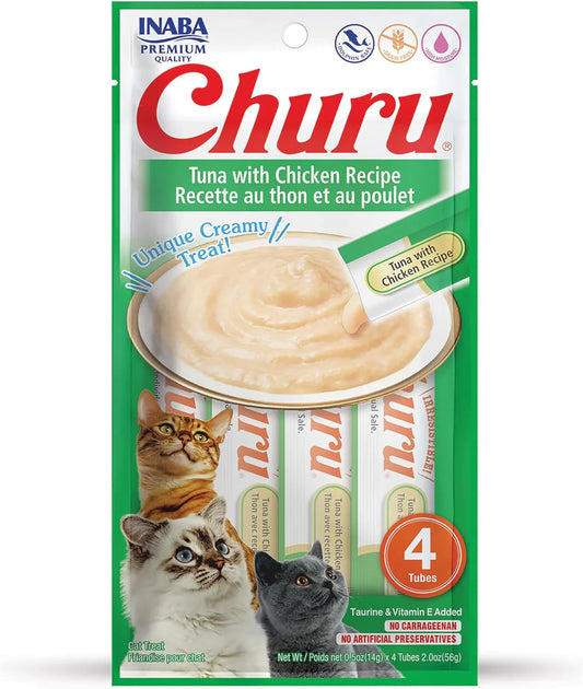 INABA Churu Tuna Recipe Lickable Purée Natural Cat Treats USA601A, 56 g (Pack of 1).