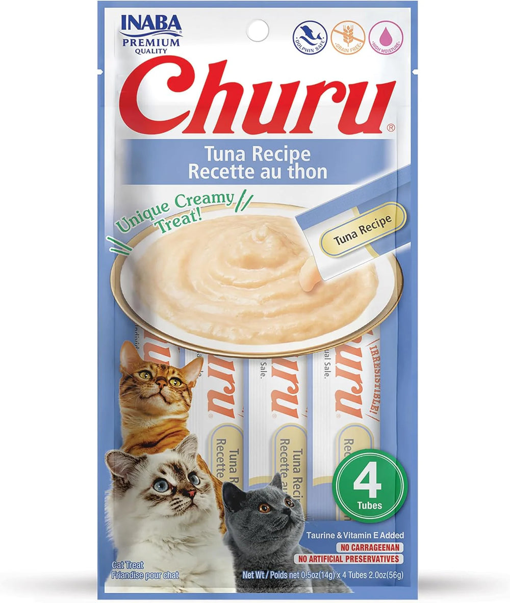 INABA Churu Tuna Recipe Lickable Purée Natural Cat Treats USA601A, 56 g (Pack of 1).