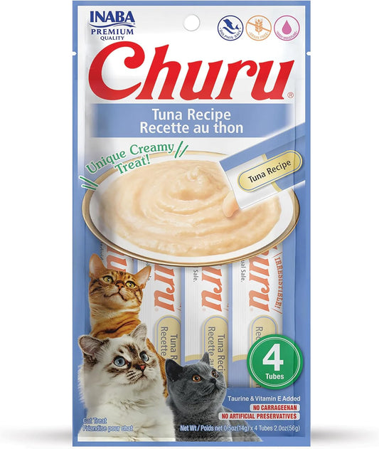 INABA Churu Tuna Recipe Lickable Purée Natural Cat Treats USA601A, 56 g (Pack of 1).