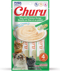 INABA Churu Tuna With Chicken Recipe Lickable Purée Natural Cat Treats USA602A, 56 g (Pack of 1).