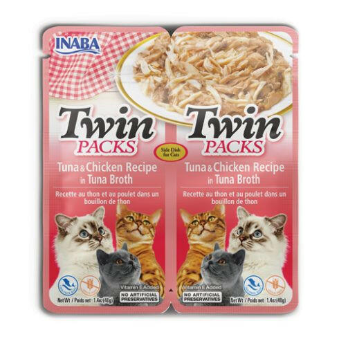 INABA Churu Twins Tuna with Chicken Cat Treats USA801B, 80 g (Pack of 1).