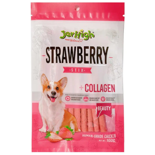 Jerhigh Chicken Strawberry Dog Treats - 100g.