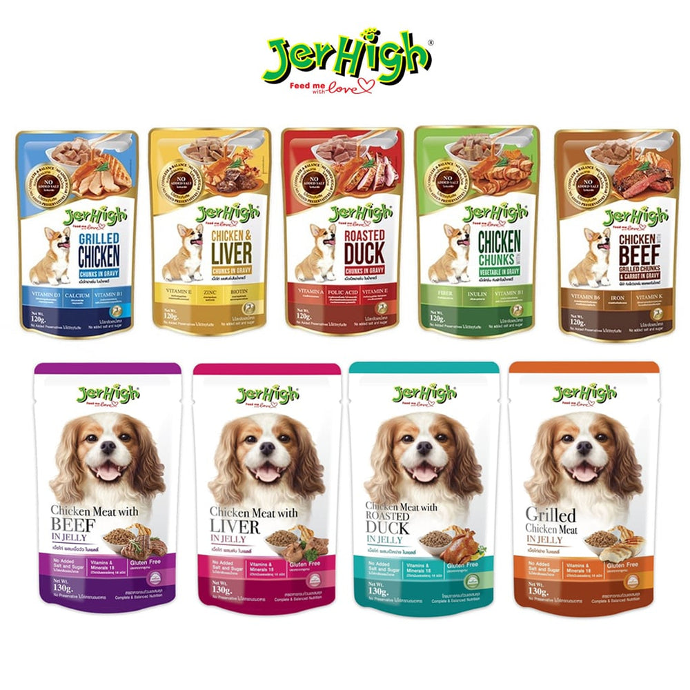 Jerhigh Chicken Meat with Liver in Jelly Dog Wet Food.