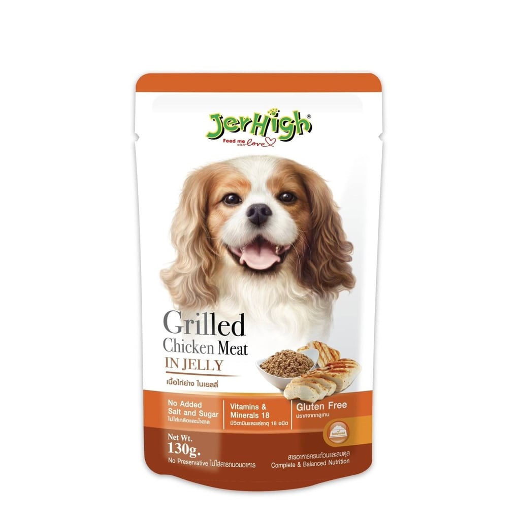 Jerhigh Grilled Chicken Meat in Jelly Dog Wet Food.