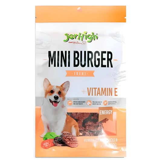 Jerhigh Mini Burger Dog Treats – 100g.