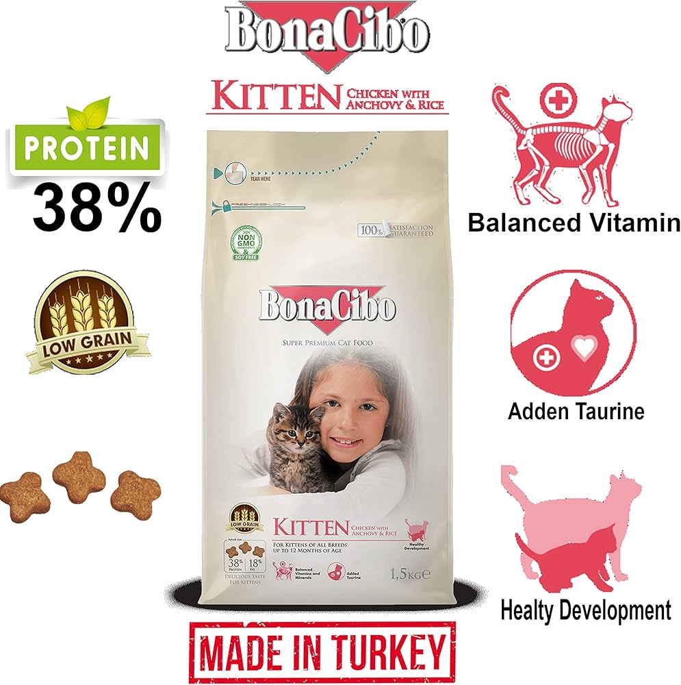 Bonacibo Kitten Food Chicken With Anchovy and Rice, 1.5kg.