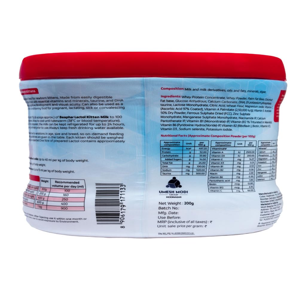 Beaphar Lactol Kitten Milk From Birth.