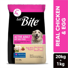 Lets Bite Active Adult Dog Food – 20kg (1kg Extra Free).