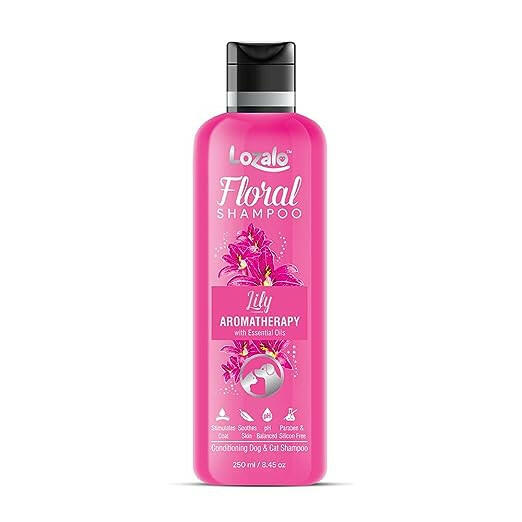 Lozalo Floral Pet Shampoo Lily Fragrance- Effective Cleansing for Smelly Dogs and Cats, 250 ml.