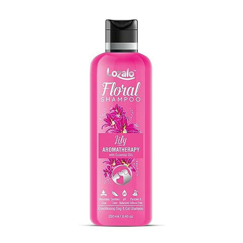 Lozalo Floral Pet Shampoo Lily Fragrance- Effective Cleansing for Smelly Dogs and Cats, 250 ml.