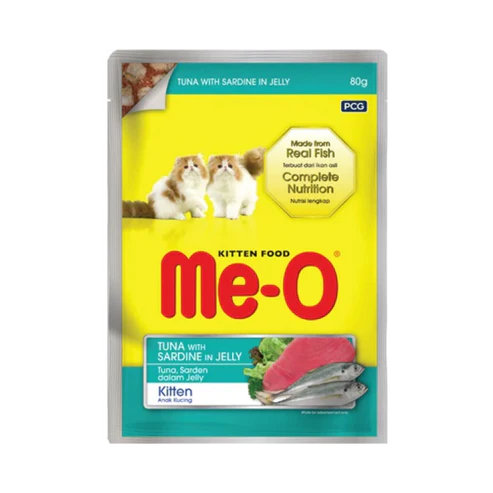 MeO Tuna with Sardine in Jelly Adult Wet Cat Food.