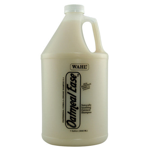 Gallon bottle of Wahl Oatmeal Ease shampoo on a white background