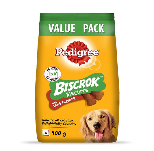Pedigree Biscrok Dog Biscuit, Lamb Flavour – 500g.