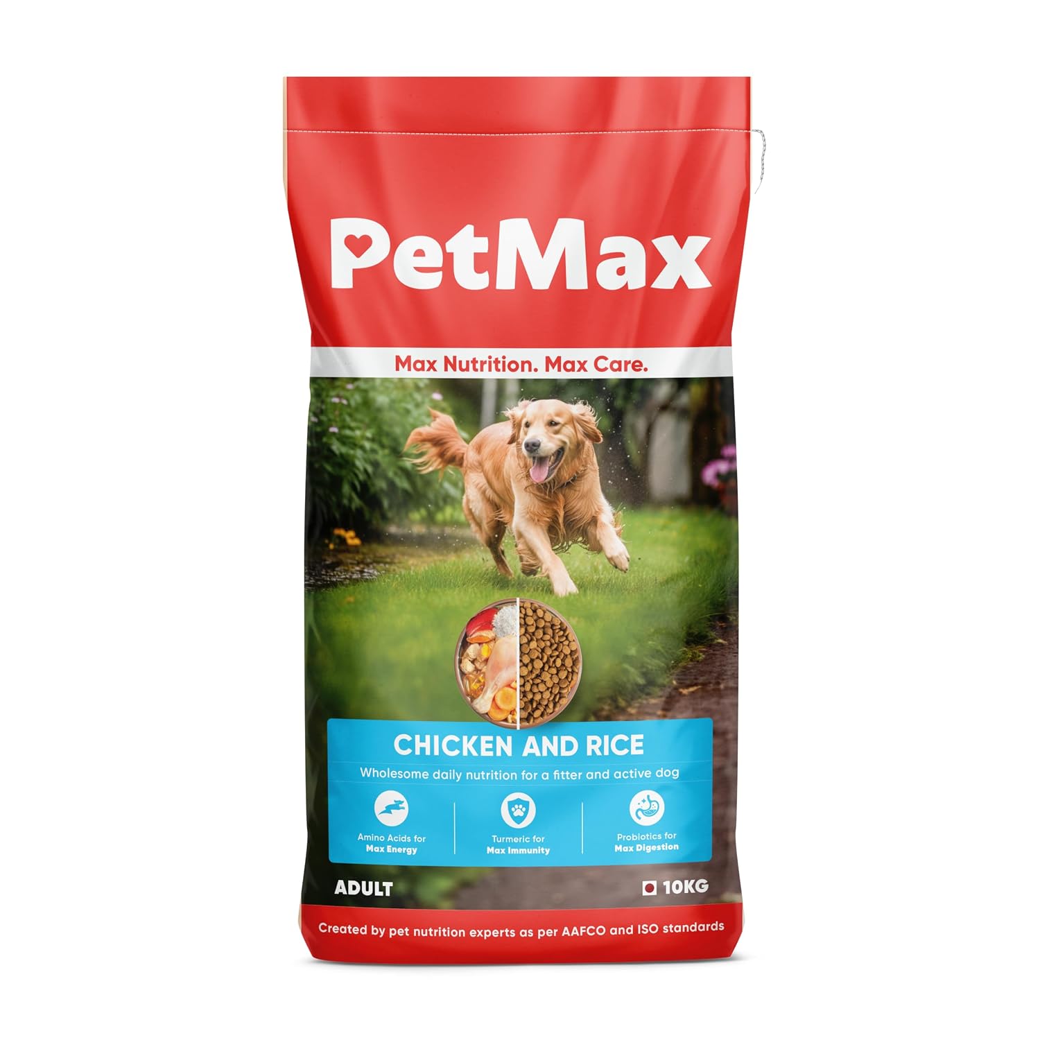PetMax Smarty Adult Dry Dog Food Chicken & Rice 3kg bag front view