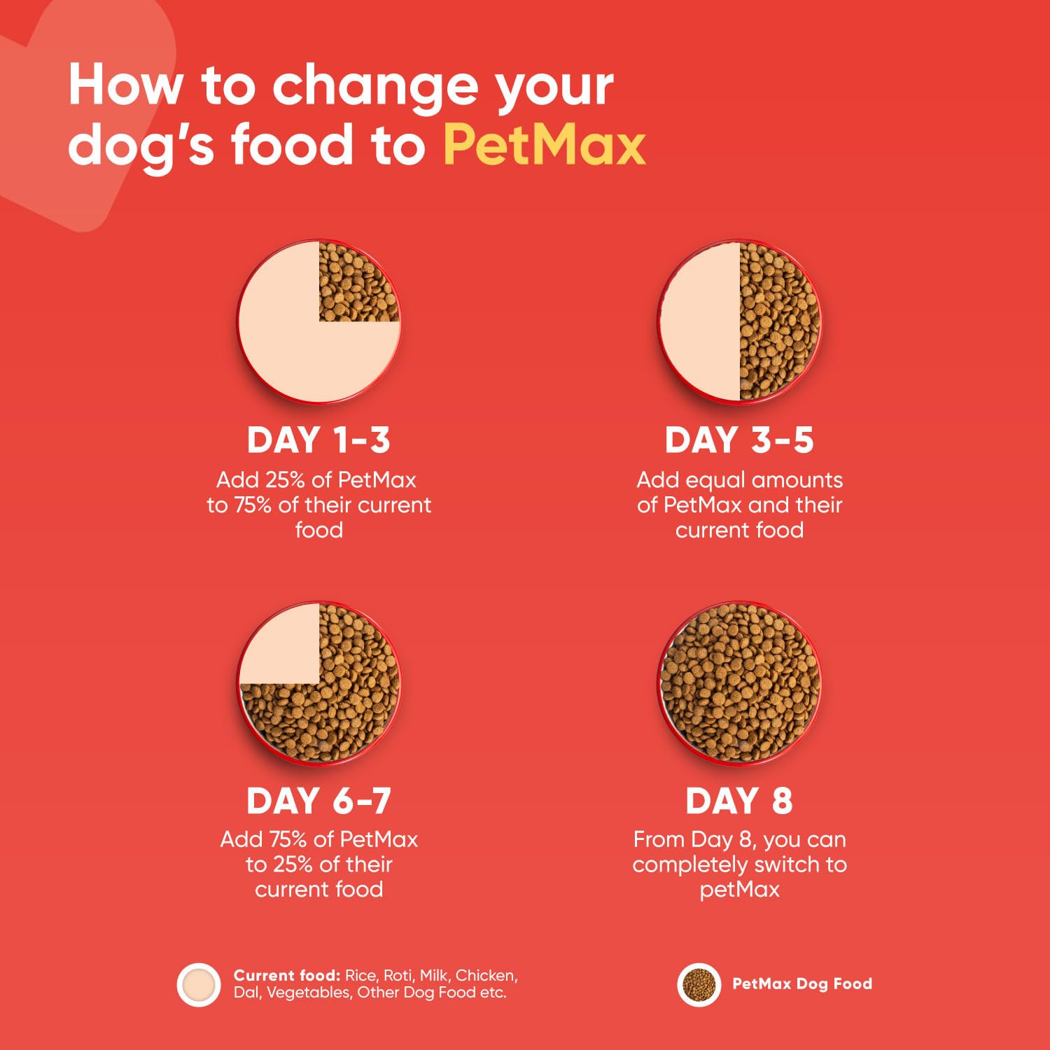 Happy adult dog eating PetMax Smarty chicken and rice dry food