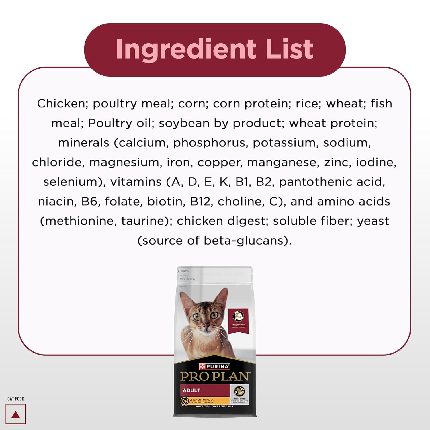 Adult cat food with chicken by Purina Pro Plan