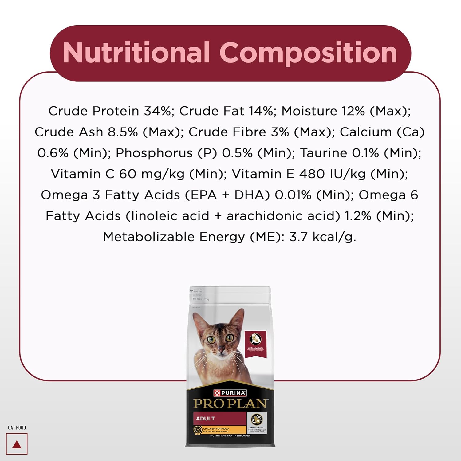 Complete adult cat nutrition with Purina Pro Plan Chicken