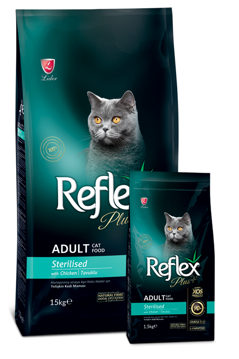 Reflex Plus Sterilised Adult Cat Food with Chicken, 1.5KG, helps cats stay healthy.