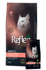 Reflex Plus Hairball Adult Cat Food with Salmon, 1.5 kg, food for hairball control.