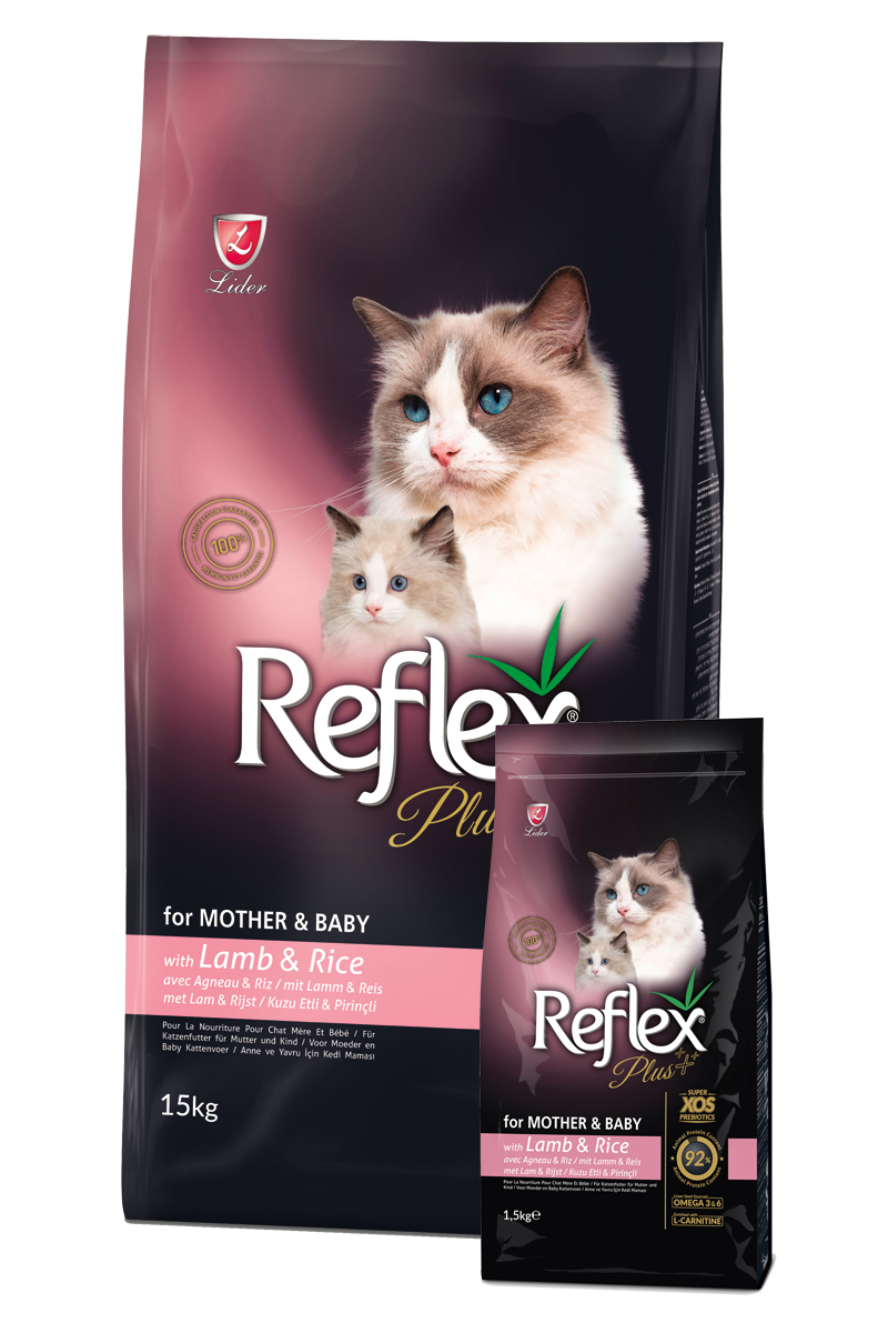 Reflex Plus Mother & Baby Lamb & Rice, 1.5kg, healthy food for kittens and mothers.