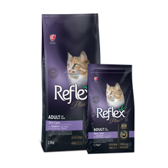 Reflex Plus Skin Care Adult Cat Food with Salmon, 1.5kg, food for healthy skin and fur.