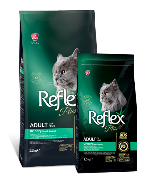 Reflex Plus Urinary Adult Cat Food with Chicken, 1.5 kg, food for healthy urinary tracts.